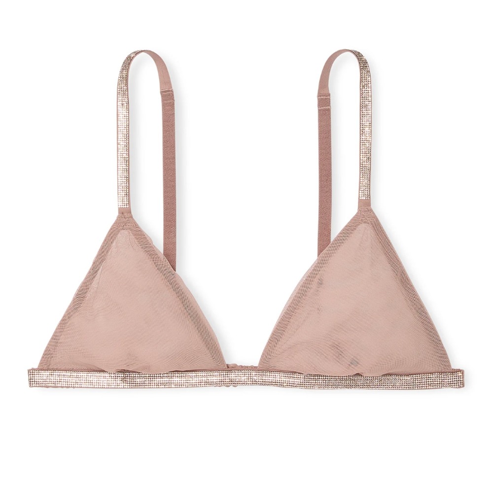 Victoria's Secret Very Sexy Sheer Shine Triangle Bralette Almond Beige XL NWT